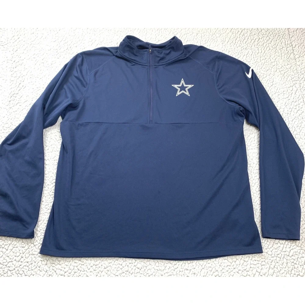 Nike NFL Dallas Cowboys Men's XL Navy Blue Dri-FIT Quarter Zip Pullover